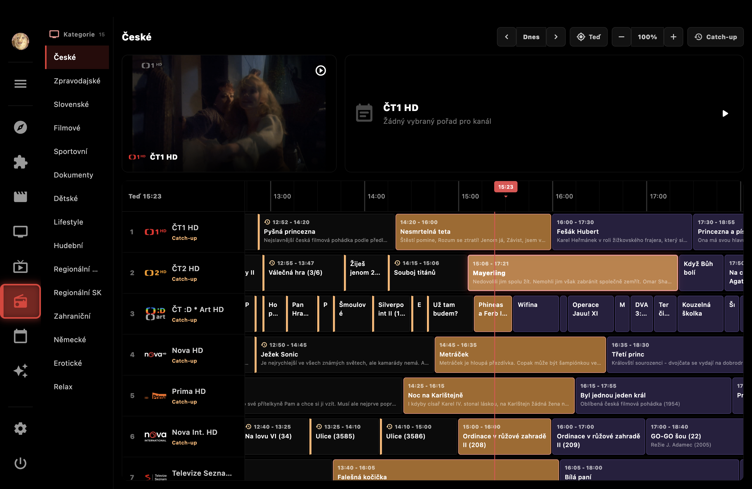 EPG timeline grid view