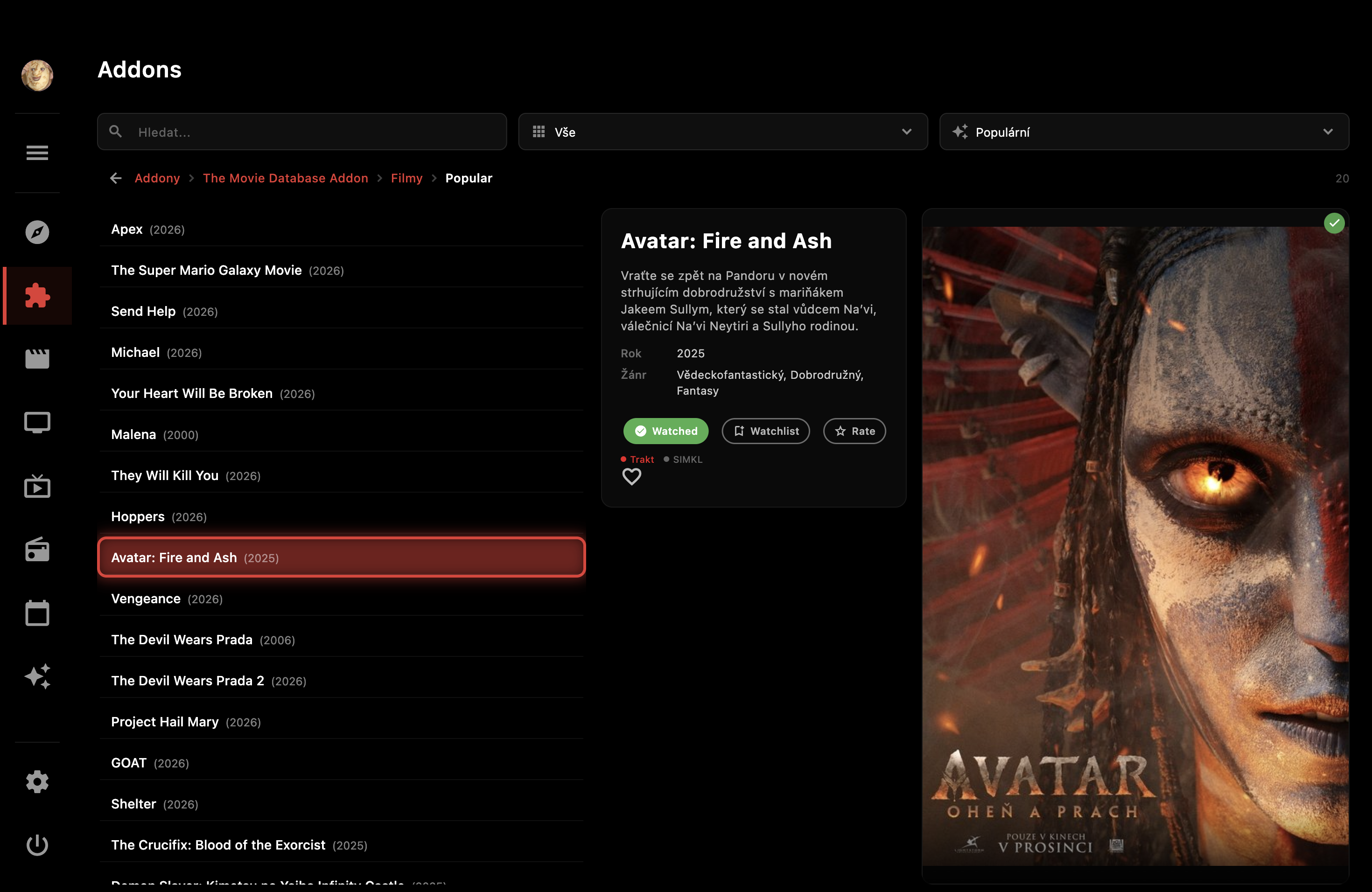 Kodi-style list view skin